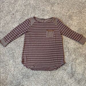 Pink Clover Brown Striped Long Sleeve Tee